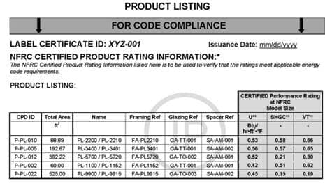 Picture showing NFRC-CMA Certificate on page 2 Picture showing NFRC-CMA Certificate on page 2
