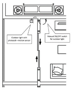 Plan view of the Balcony Light On/Off Switch Plan view of the Balcony Light On/Off Switch