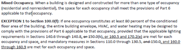 Figure 58: Section 100.0(f) Exception 1 for Mixed Occupancy Figure 58: Section 100.0(f) Exception 1 for Mixed Occupancy
